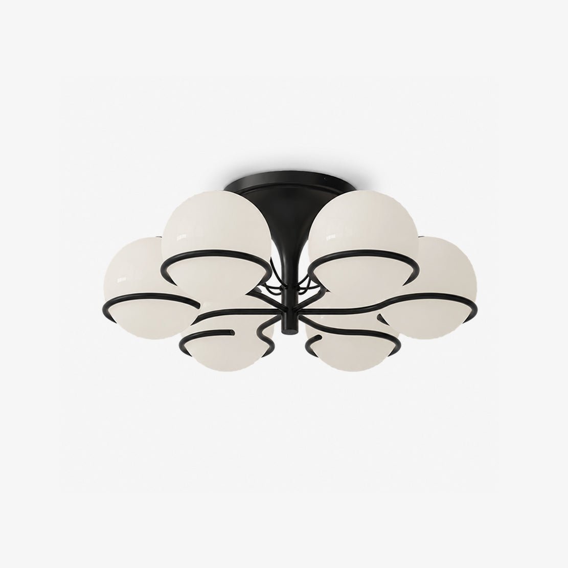 Semi-plafond Kroonluchter met opalen glazen bollen
