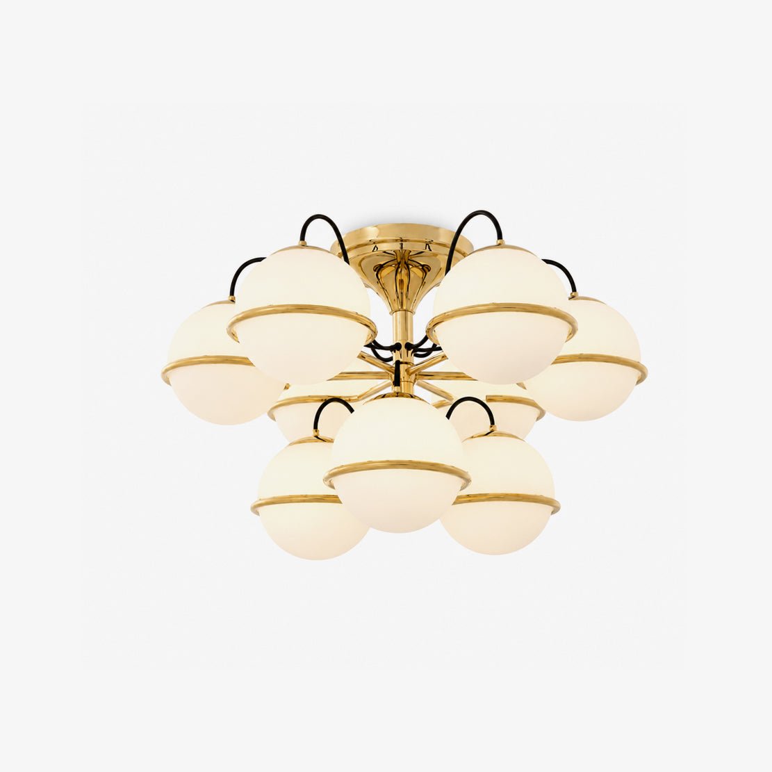 Semi-plafond Kroonluchter met opalen glazen bollen