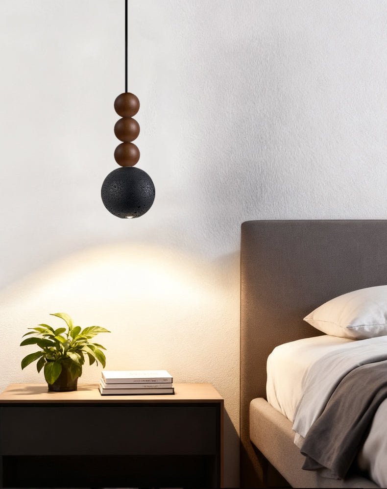 Tizn Zwart travertin Hout Moderne hanglamp