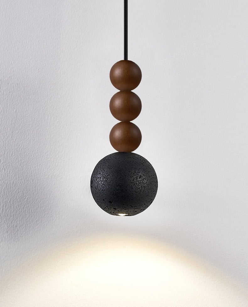 Tizn Zwart travertin Hout Moderne hanglamp