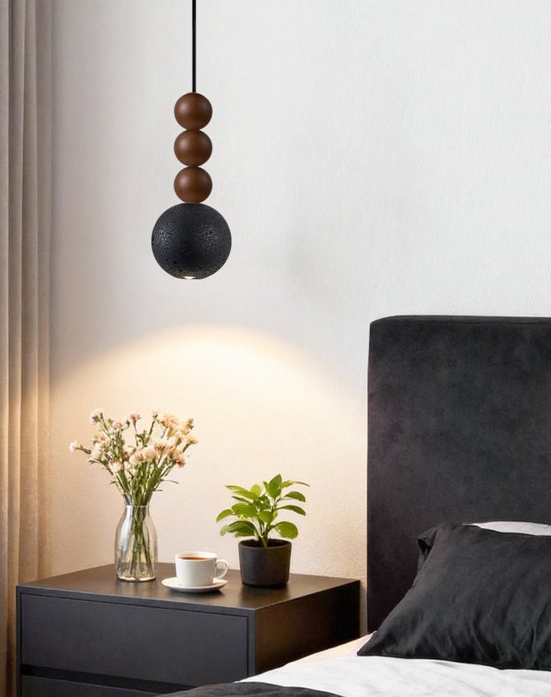 Tizn Zwart travertin Hout Moderne hanglamp