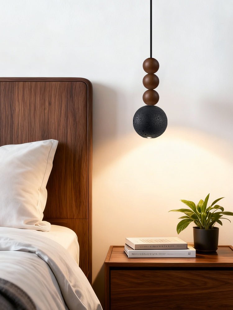 Tizn Zwart travertin Hout Moderne hanglamp