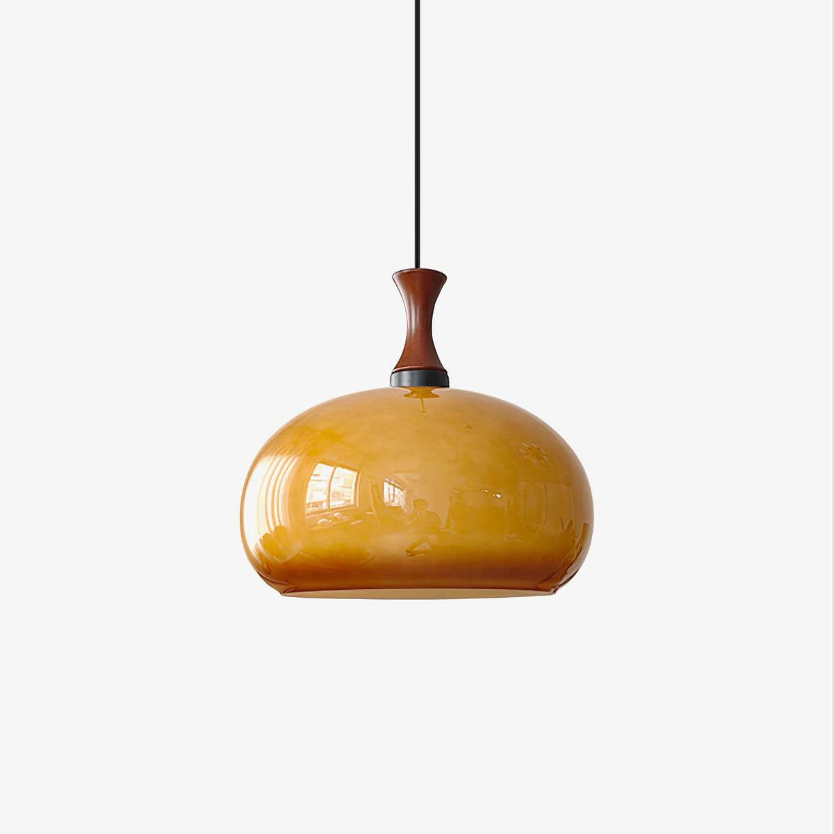 Gyls Moderne hanglamp van hout en glas in minimalistisch ontwerp