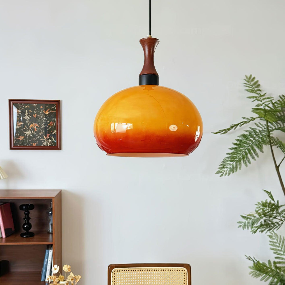 Gyls Moderne hanglamp van hout en glas in minimalistisch ontwerp