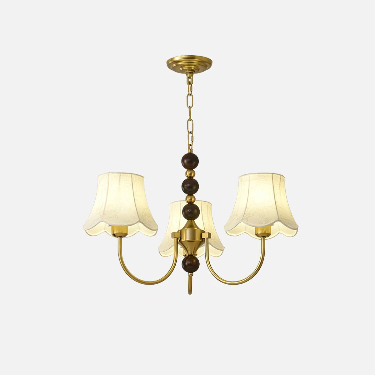 Orchid kroonluchter met gouden stoffen kap