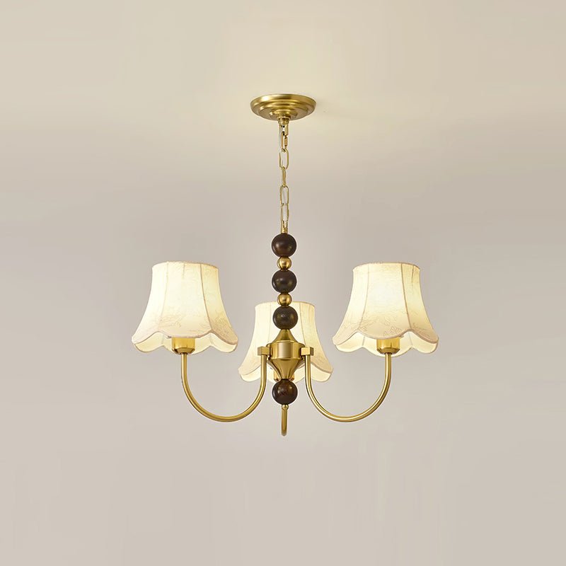Orchid kroonluchter met gouden stoffen kap