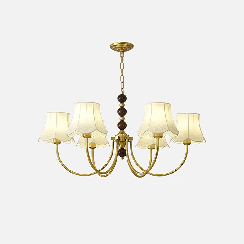 Orchid kroonluchter met gouden stoffen kap