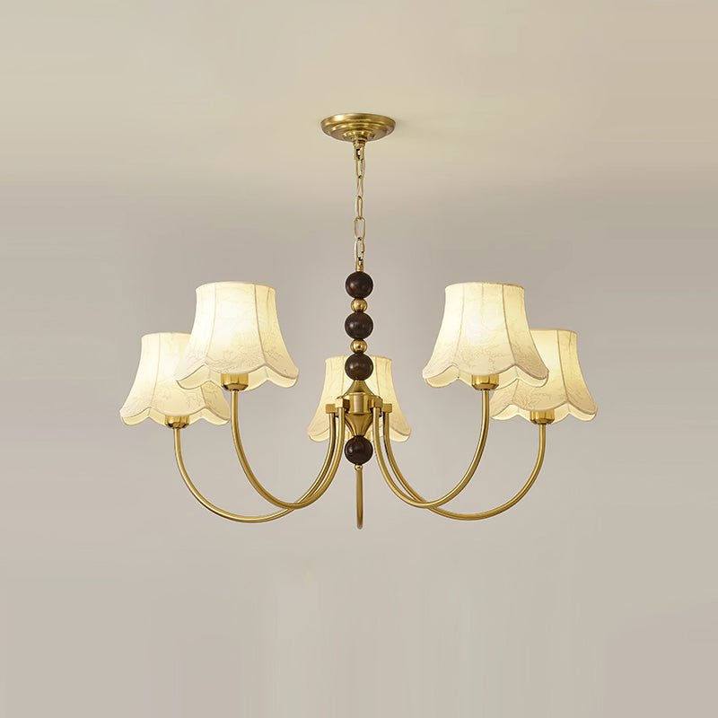Orchid kroonluchter met gouden stoffen kap