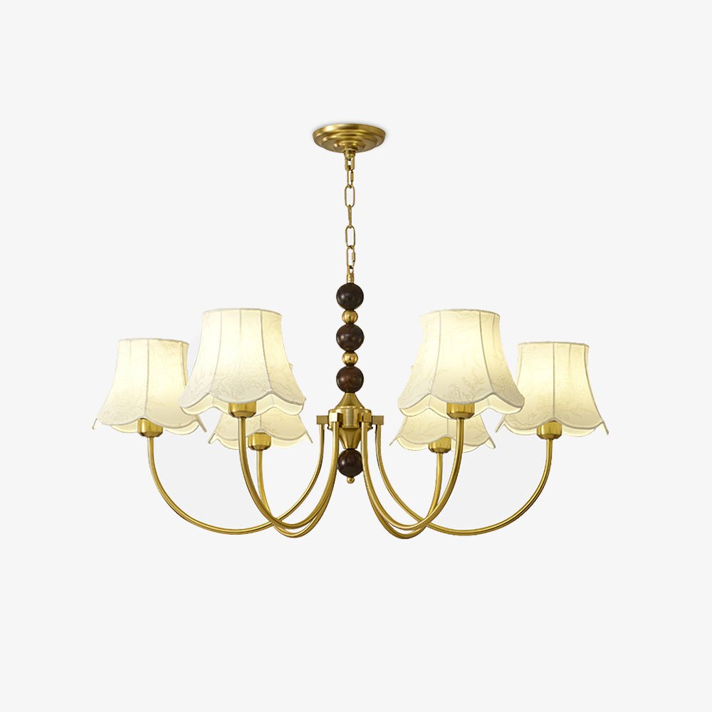 Orchid kroonluchter met gouden stoffen kap