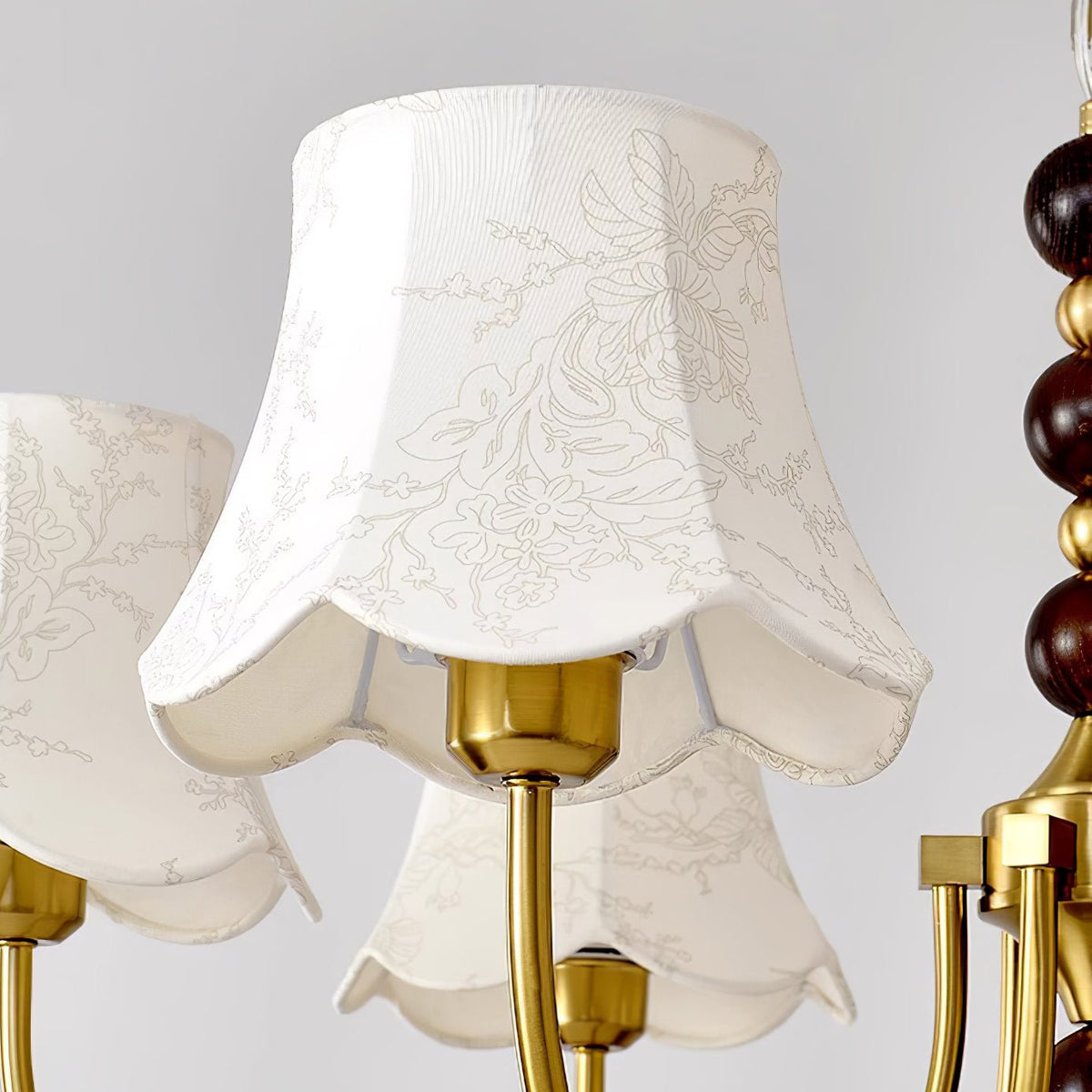 Orchid kroonluchter met gouden stoffen kap