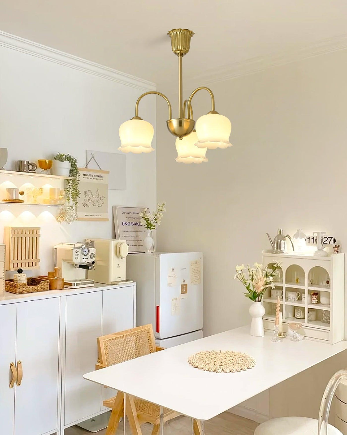 Solenora Kroonluchter messing Elegante Gebogen Arm