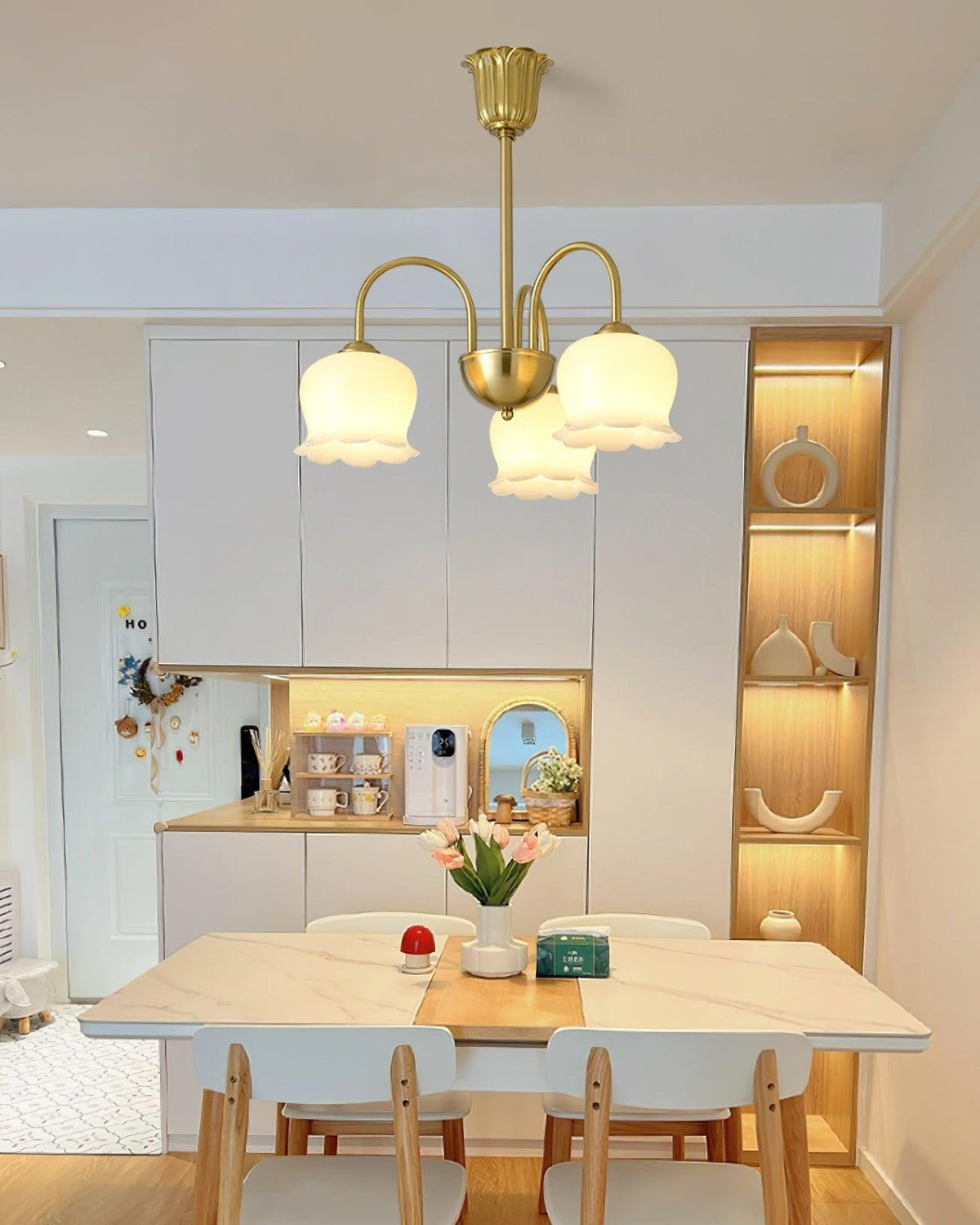 Solenora Kroonluchter messing Elegante Gebogen Arm