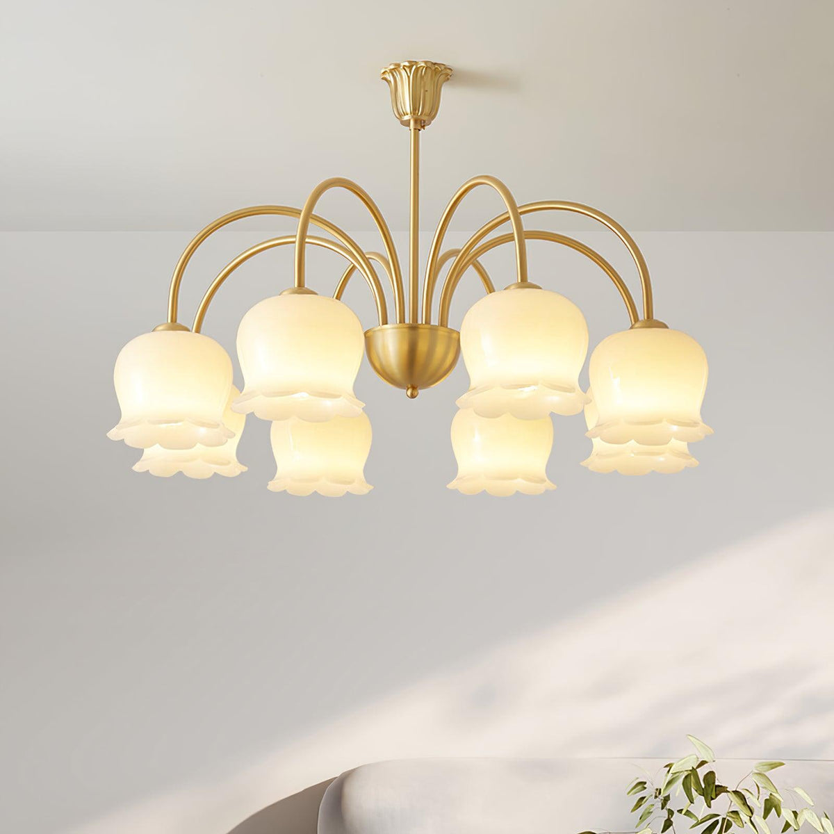 Solenora Kroonluchter messing Elegante Gebogen Arm