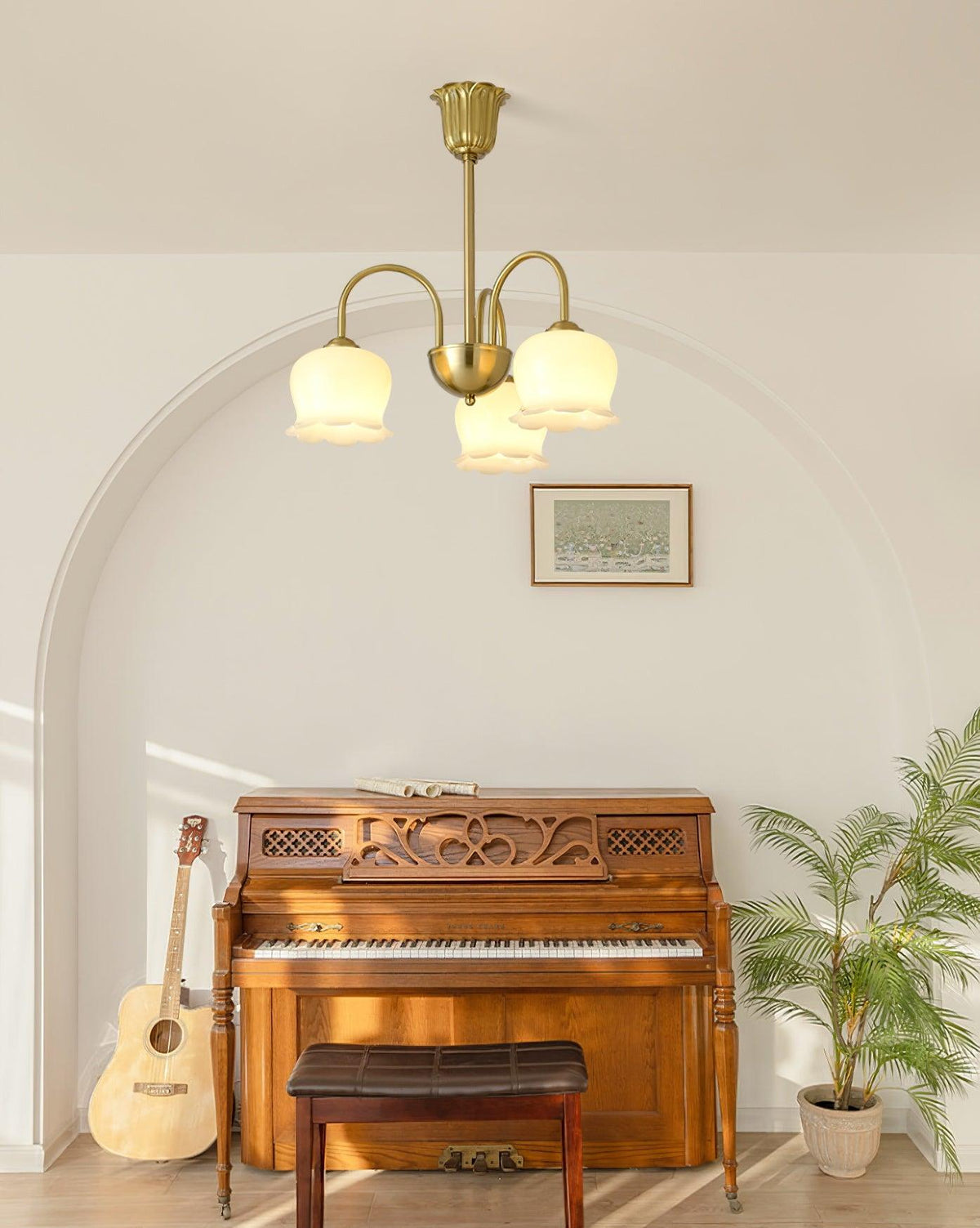 Solenora Kroonluchter messing Elegante Gebogen Arm