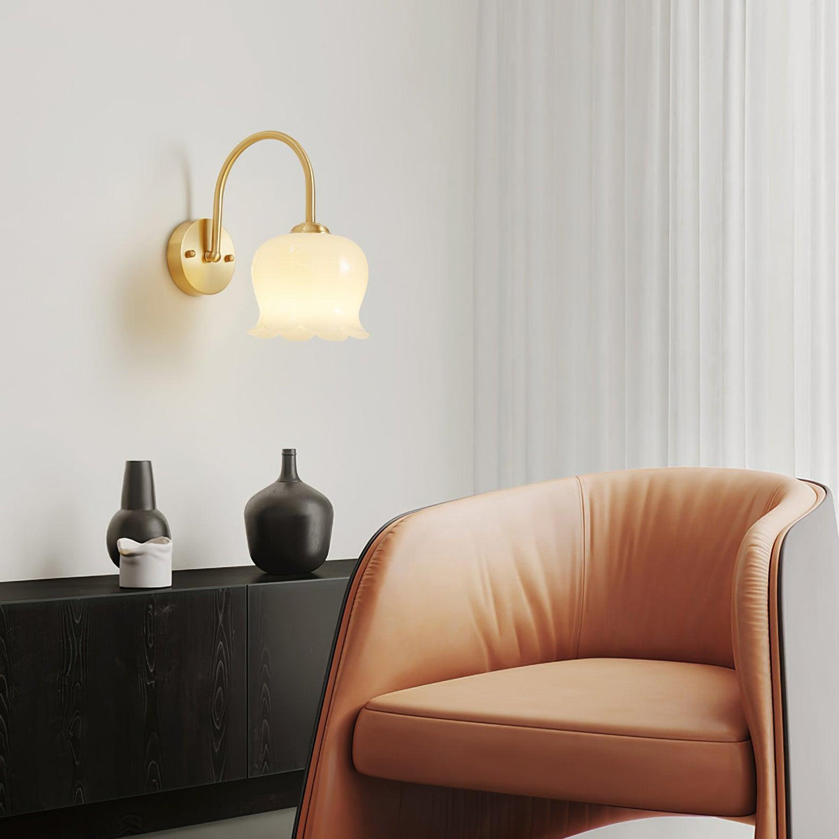Avcarora Premium Noordse kunst messing glas wandlamp