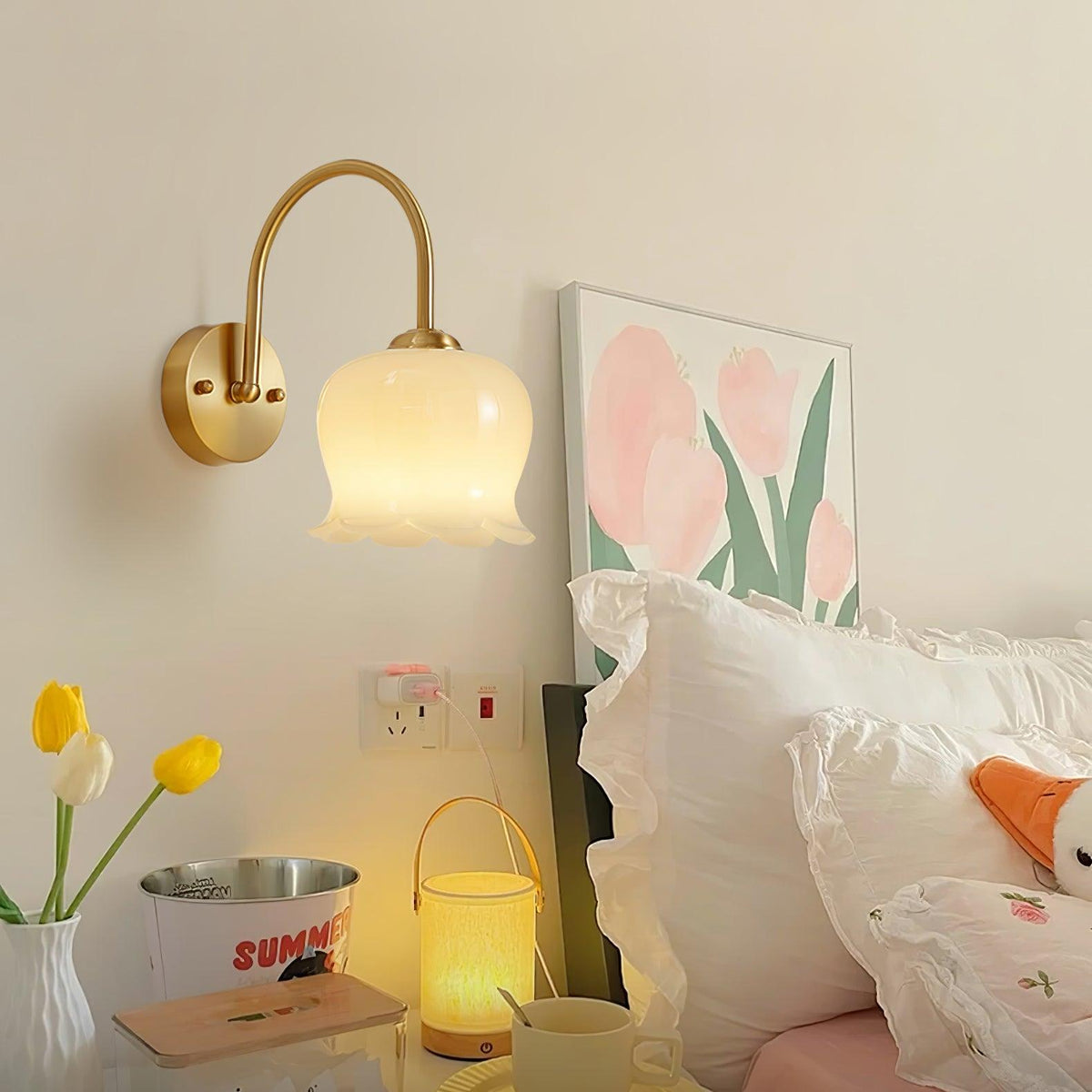 Avcarora Premium Noordse kunst messing glas wandlamp