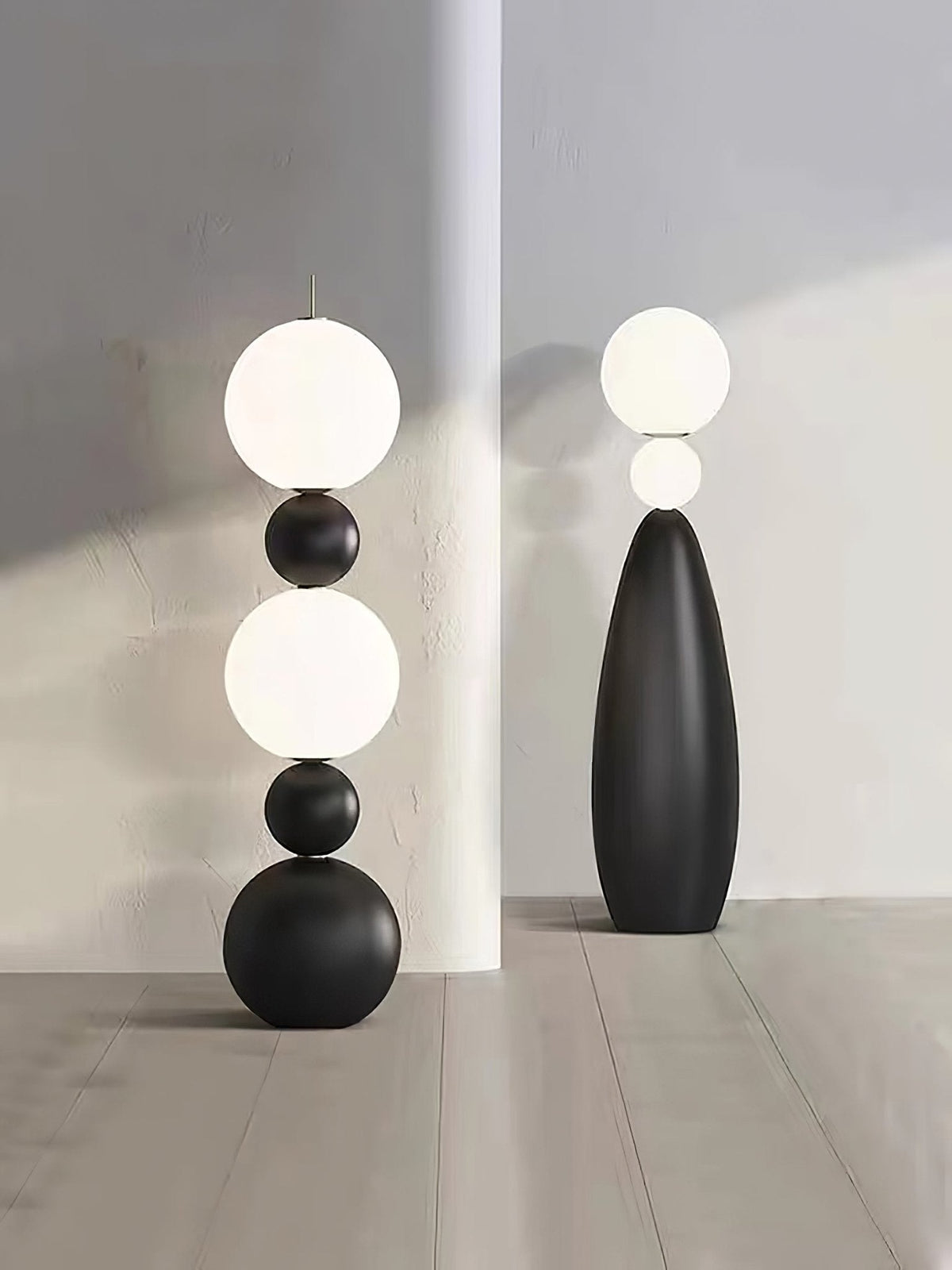 Ervynel vloerlamp zwart bolvormig minimalistisch woonkamer