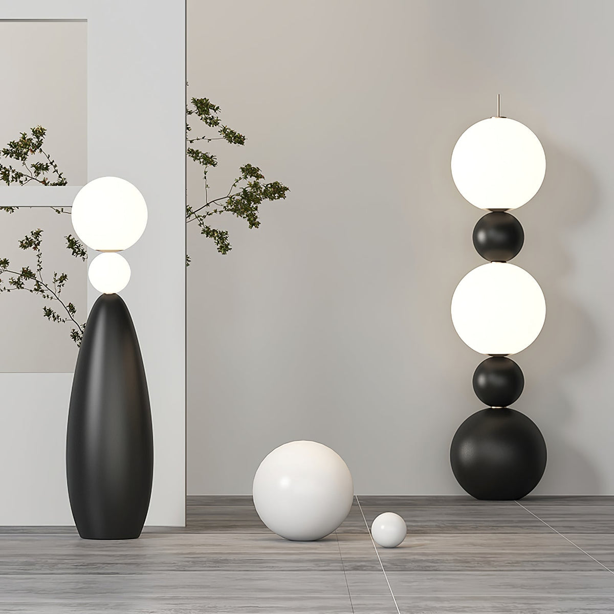 Ervynel vloerlamp zwart bolvormig minimalistisch woonkamer