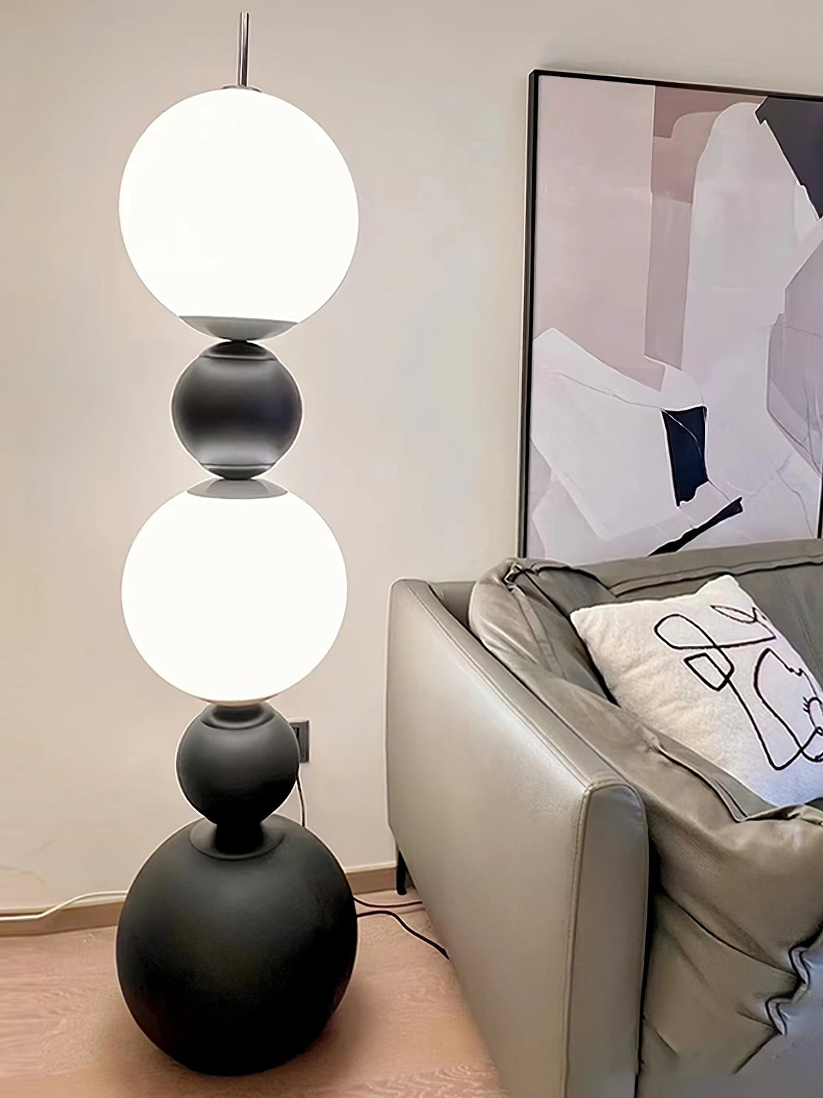 Ervynel vloerlamp zwart bolvormig minimalistisch woonkamer