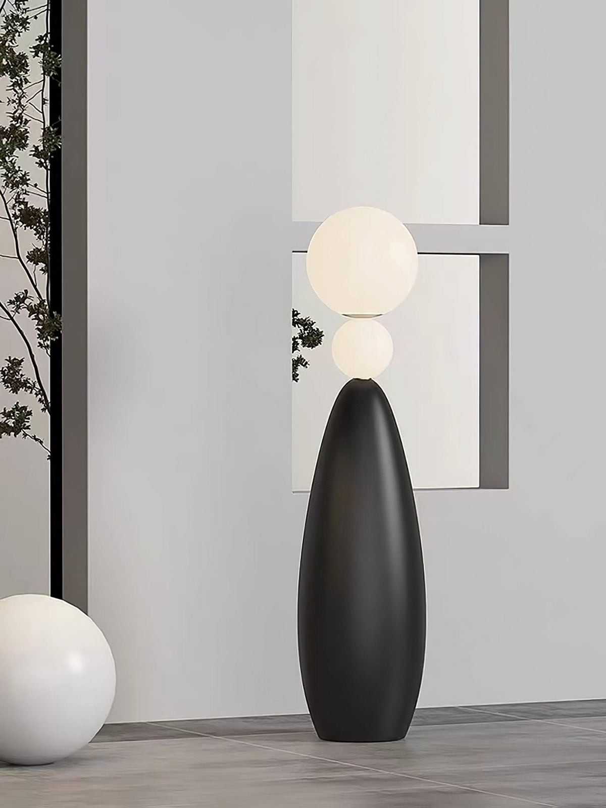 Ervynel vloerlamp zwart bolvormig minimalistisch woonkamer