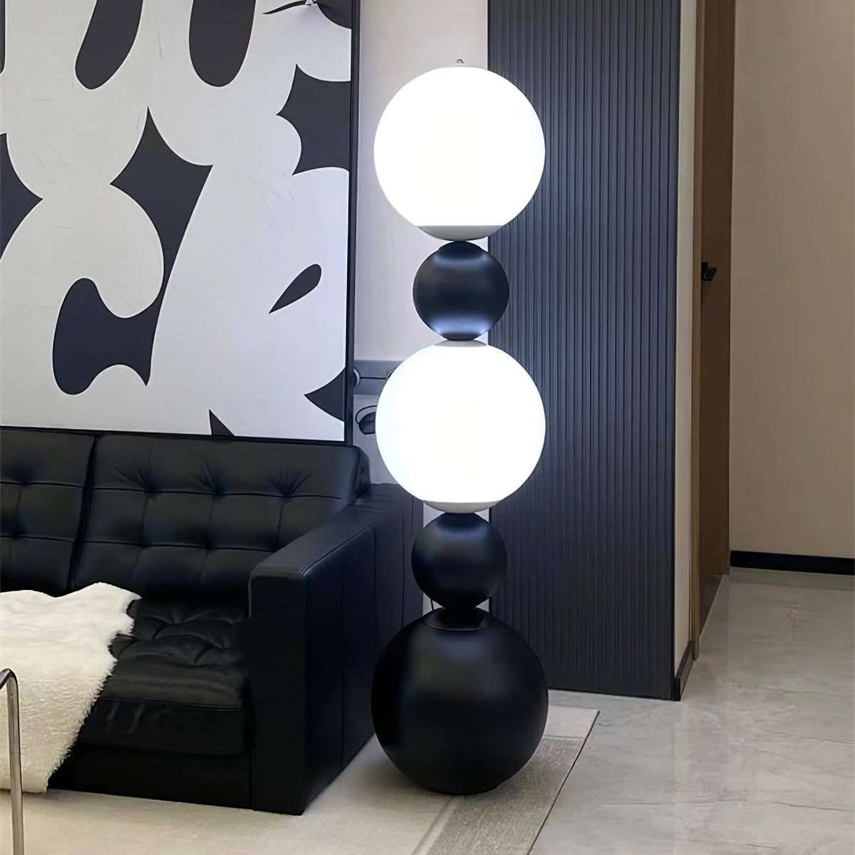 Ervynel vloerlamp zwart bolvormig minimalistisch woonkamer