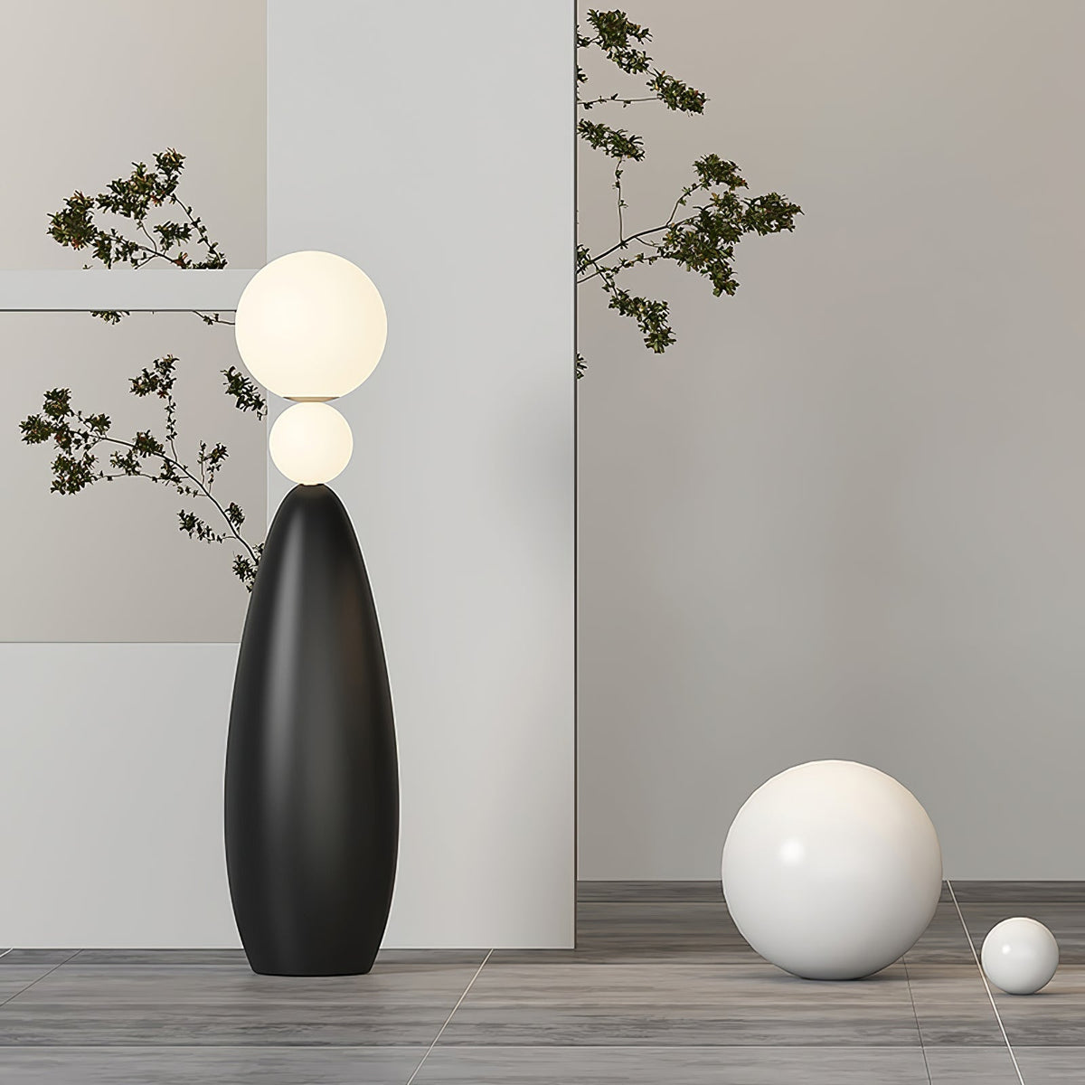 Ervynel vloerlamp zwart bolvormig minimalistisch woonkamer