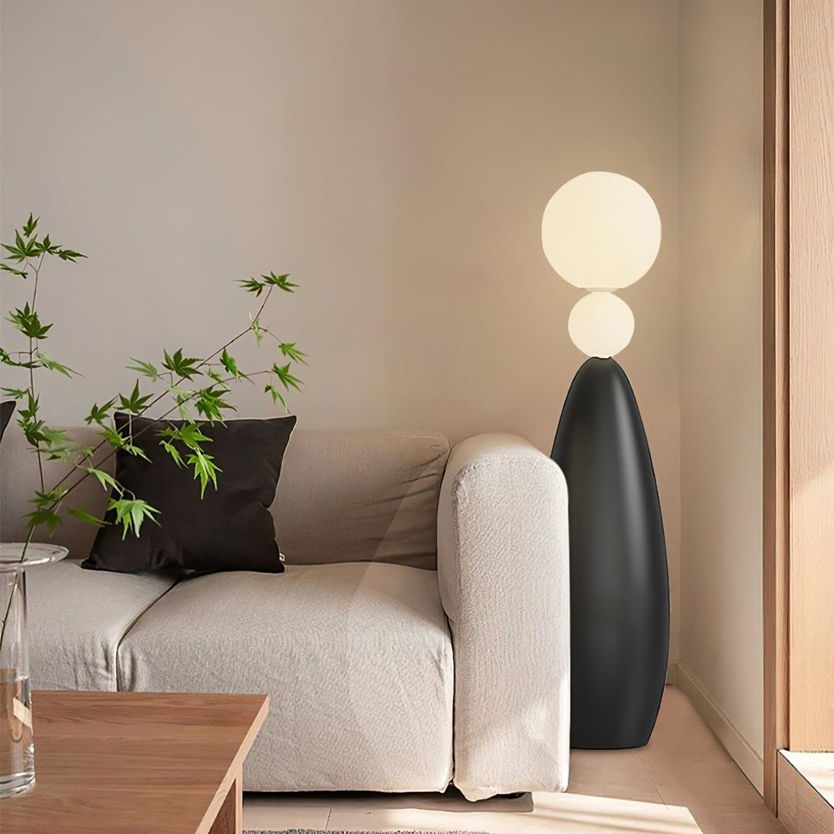 Ervynel vloerlamp zwart bolvormig minimalistisch woonkamer