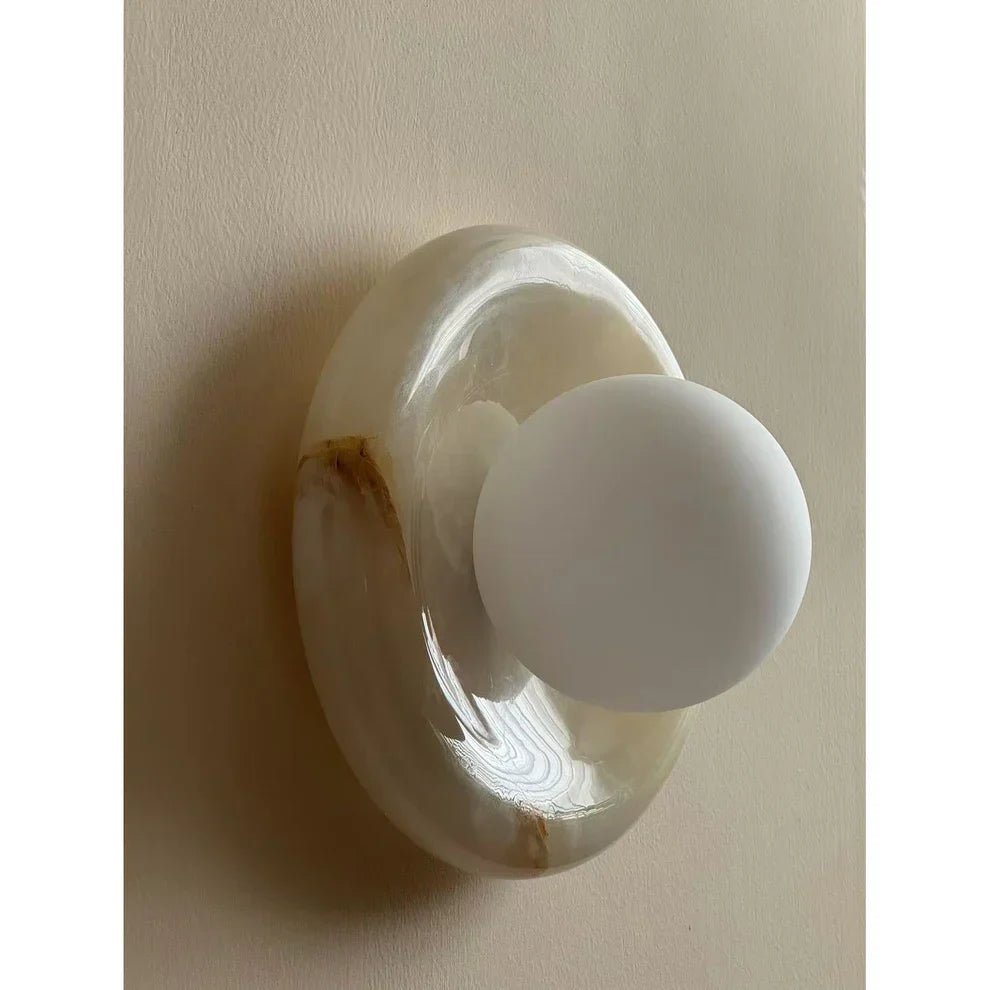 Elif Modern Ronde Marmer Wandlamp Lampenkap Slaapkamer Woonkamer