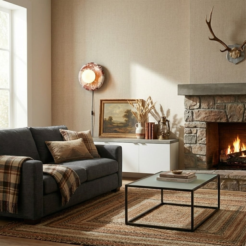 Vantheori Rood Marmeren wandlamp met Stekker (US)