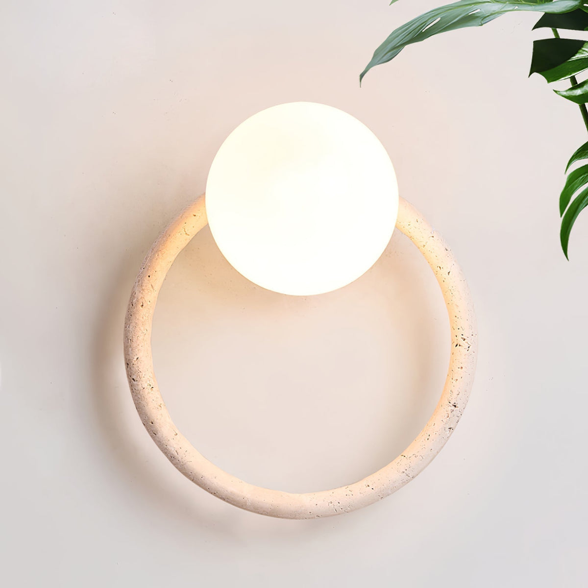 Idoryra Geel travertin wandlamp