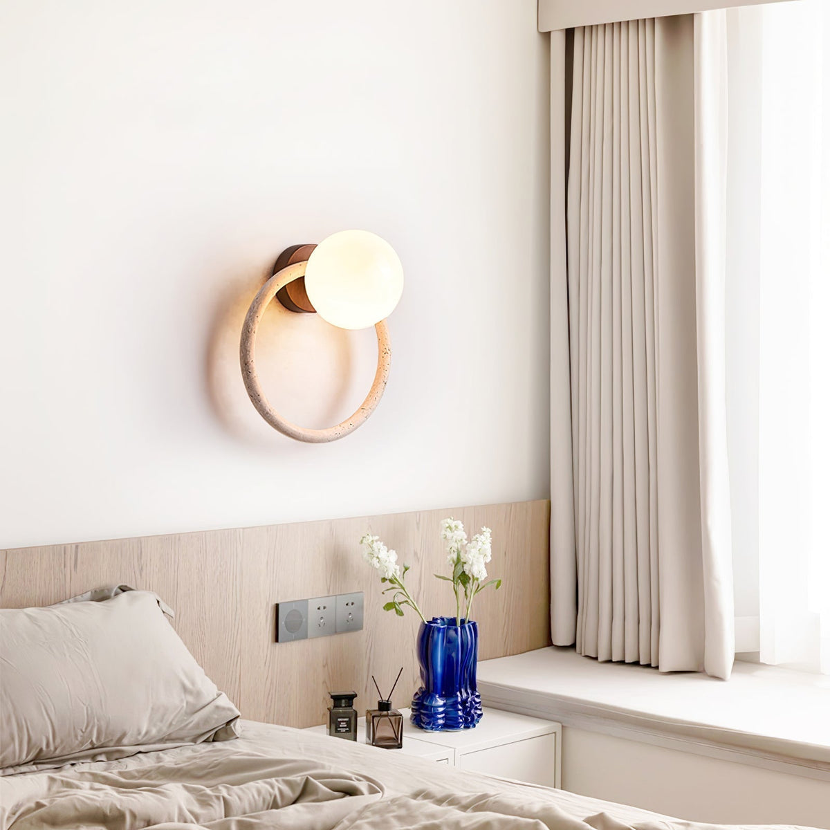 Idoryra Geel travertin wandlamp
