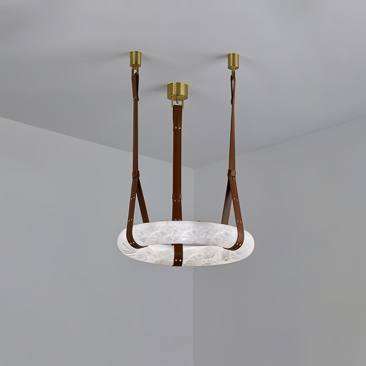 Oslo hanglamp albast ring leerbanden Scandinavisch