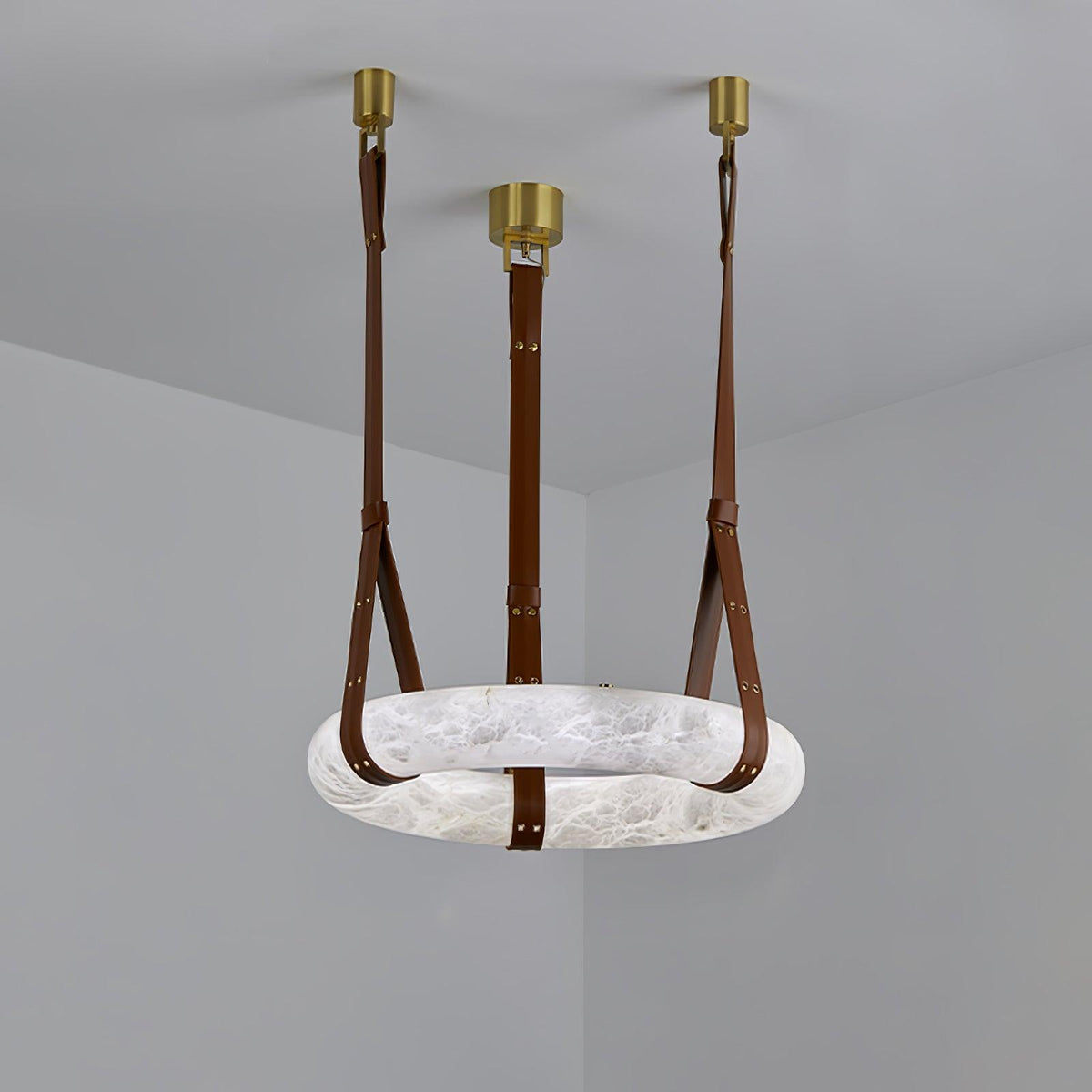 Oslo hanglamp albast ring leerbanden Scandinavisch