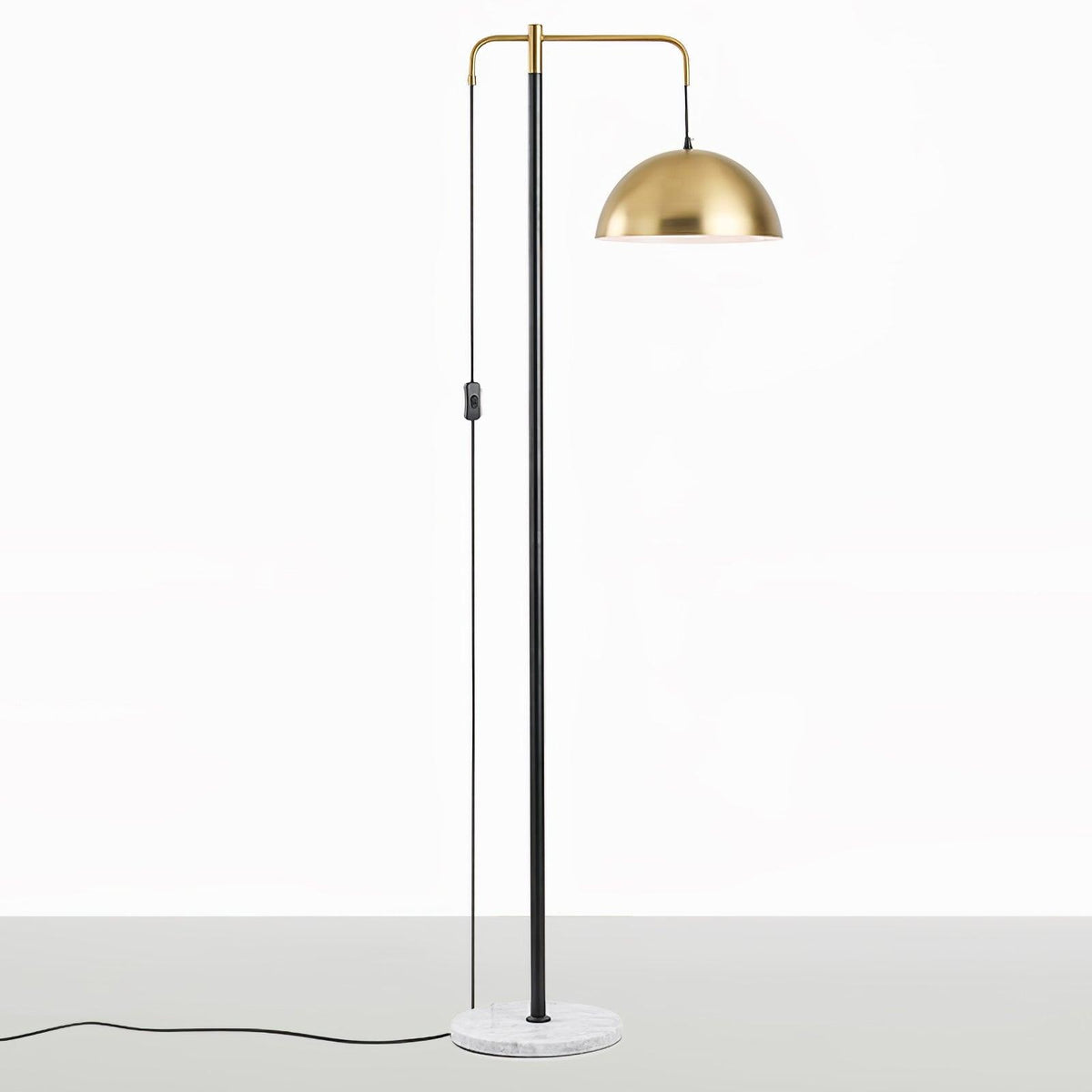 Lumirette messing vloerlamp met boogarm