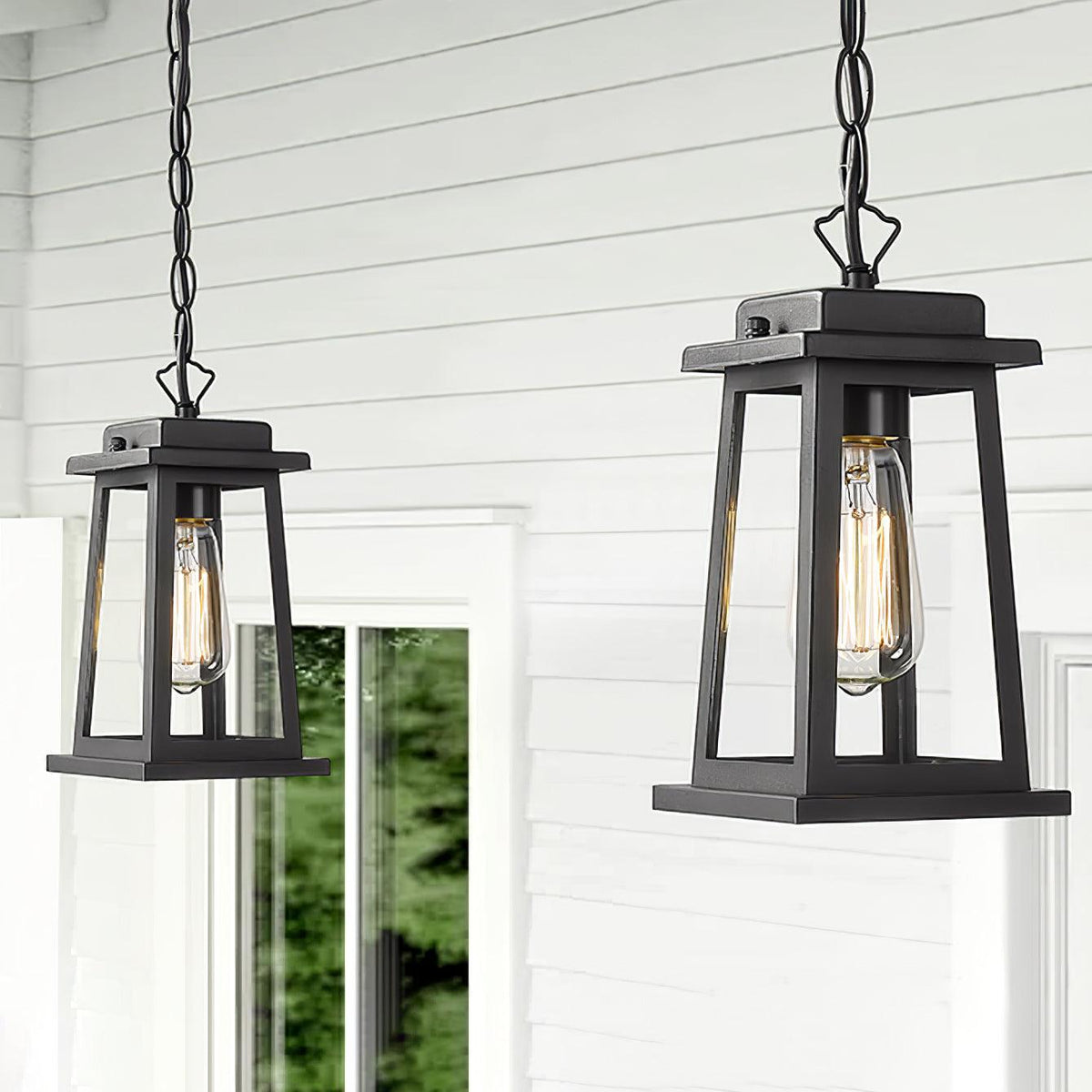 Terierenne hanglamp voor buiten in lantaarnstijl