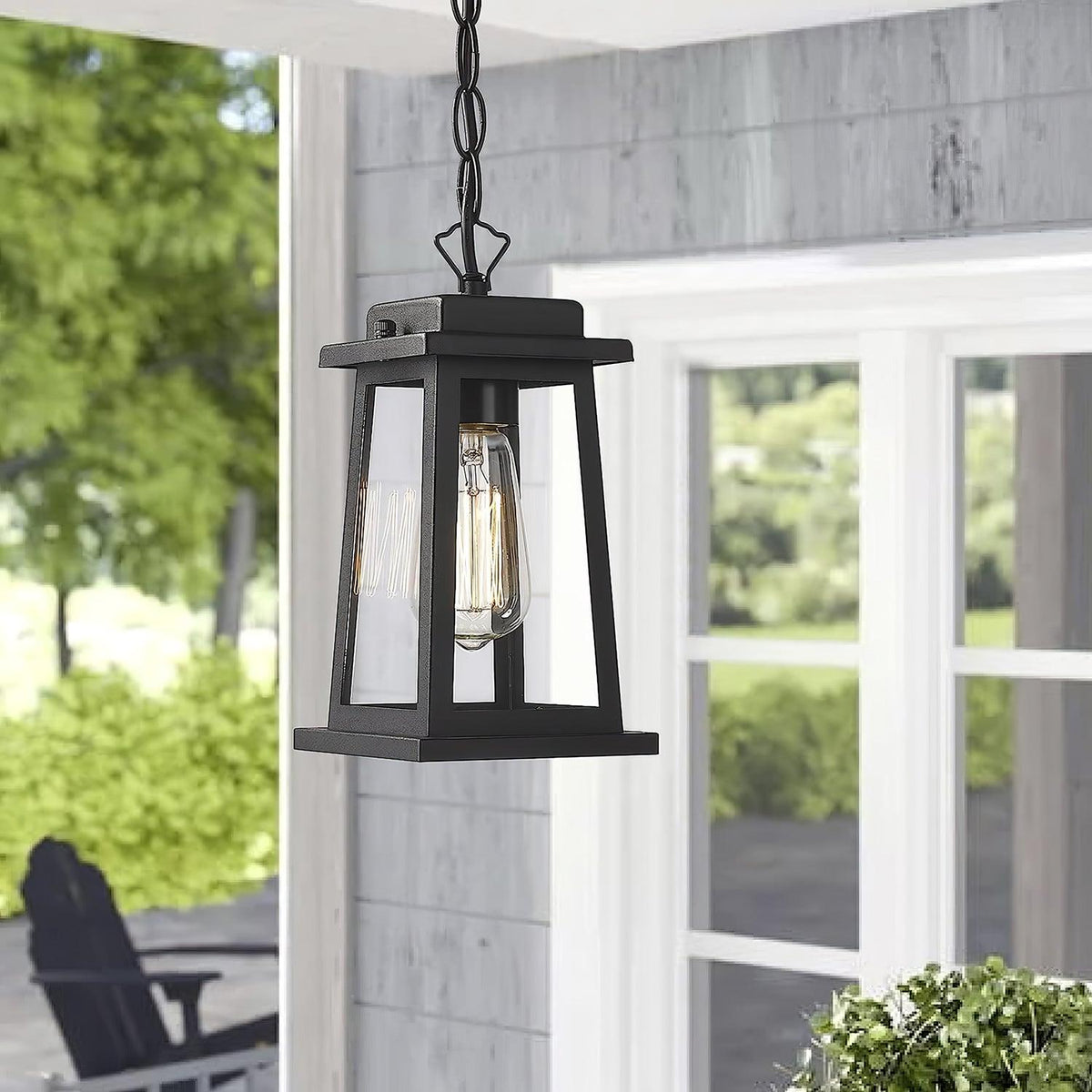 Terierenne hanglamp voor buiten in lantaarnstijl