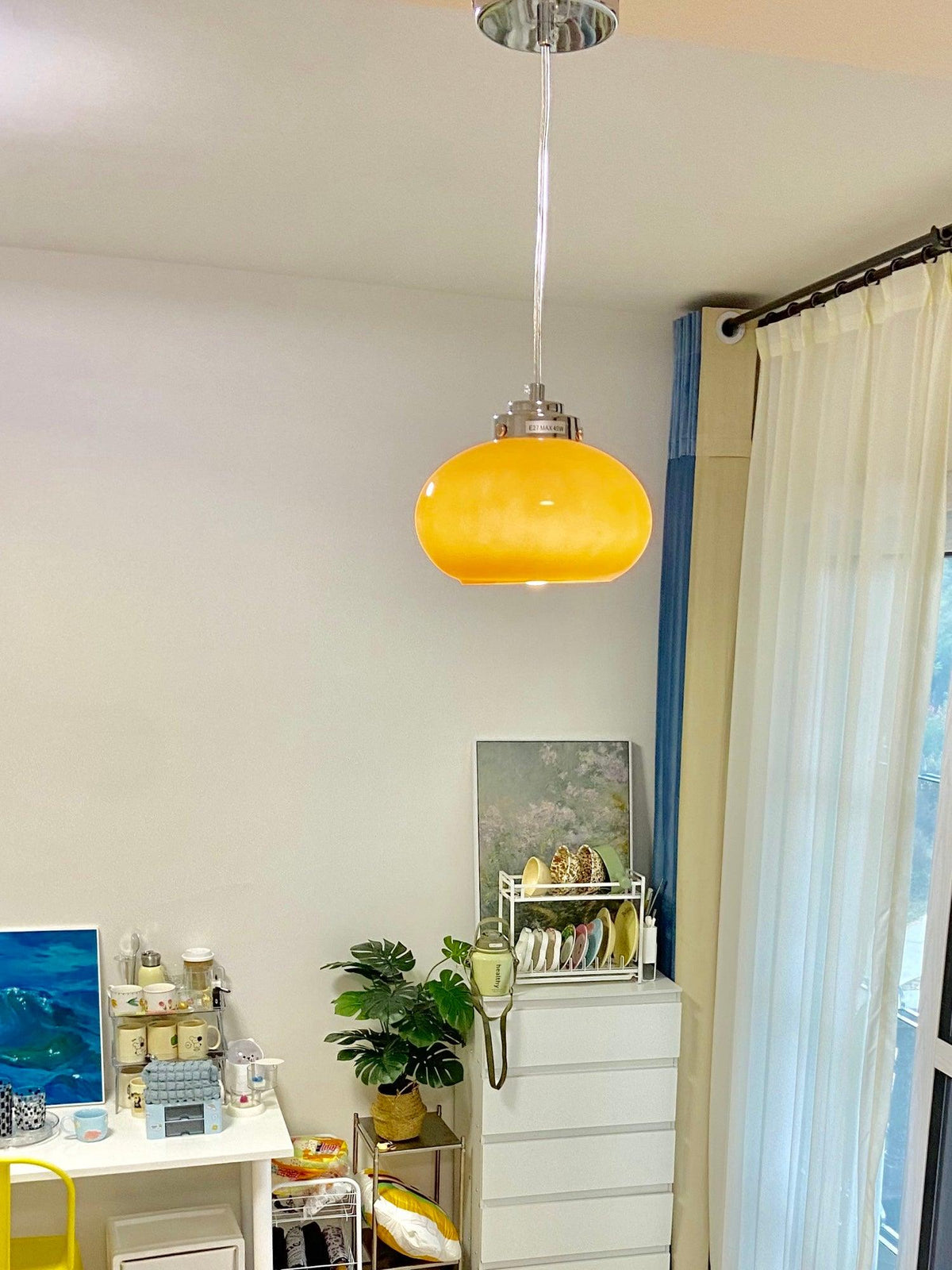 Tavira Retro hanglamp met oranje glas