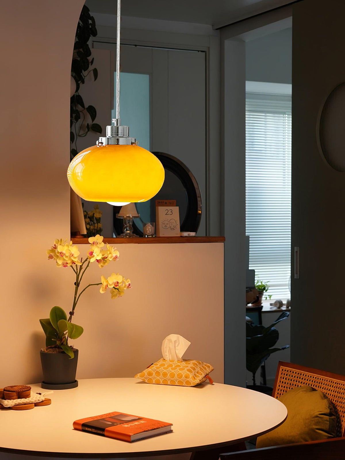 Tavira Retro hanglamp met oranje glas