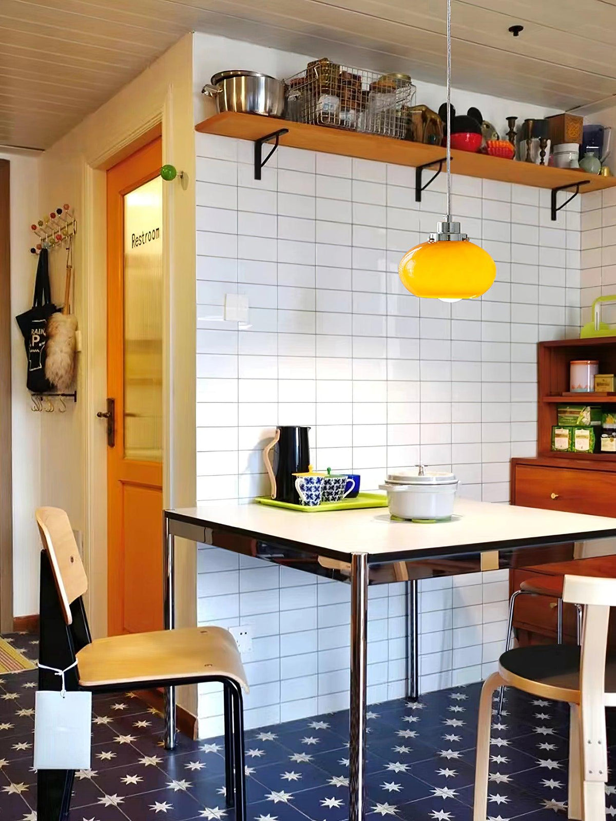 Tavira Retro hanglamp met oranje glas