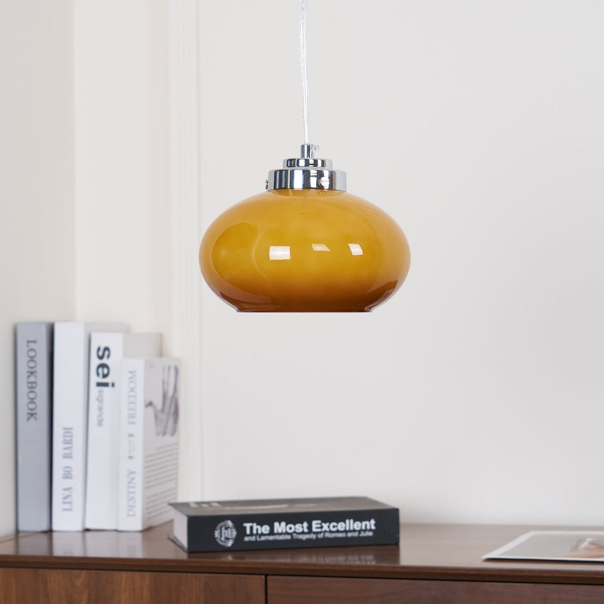 Tavira Retro hanglamp met oranje glas