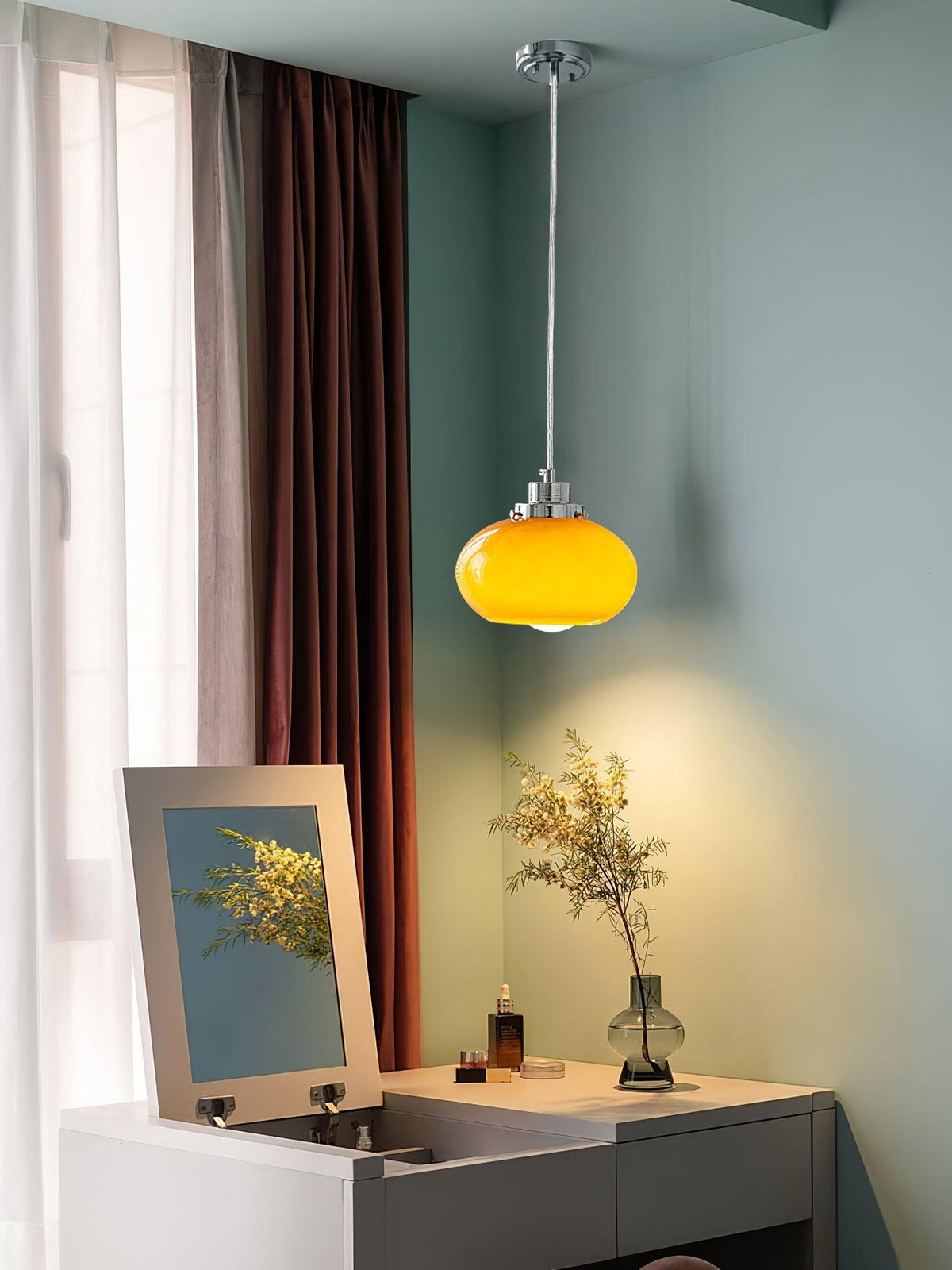Tavira Retro hanglamp met oranje glas