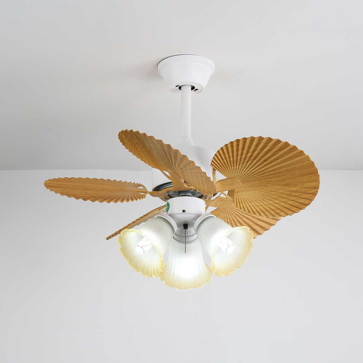 Elvoelle Vintage Houten glas Plafondventilator met Verlichting