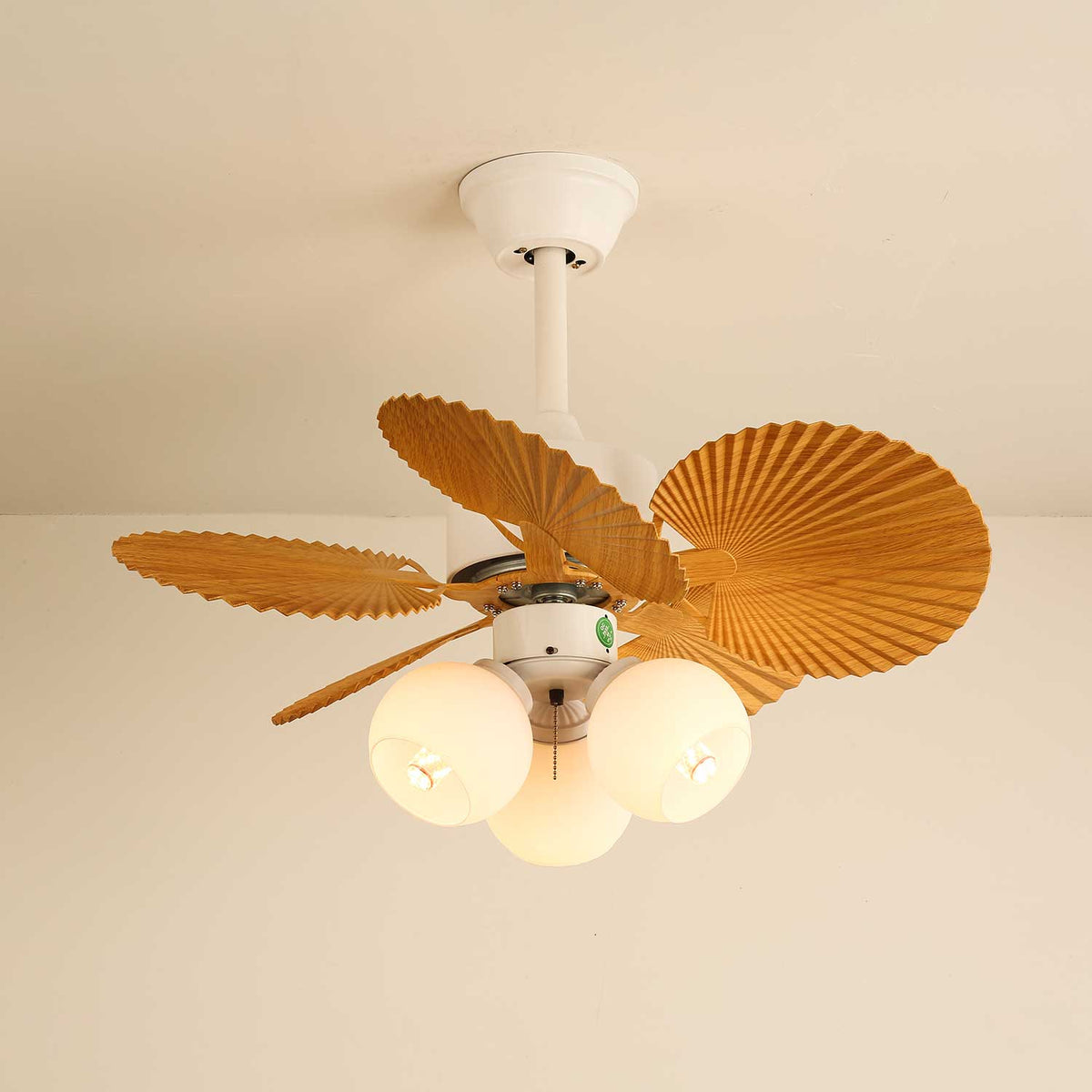 Elvoelle Vintage Houten glas Plafondventilator met Verlichting