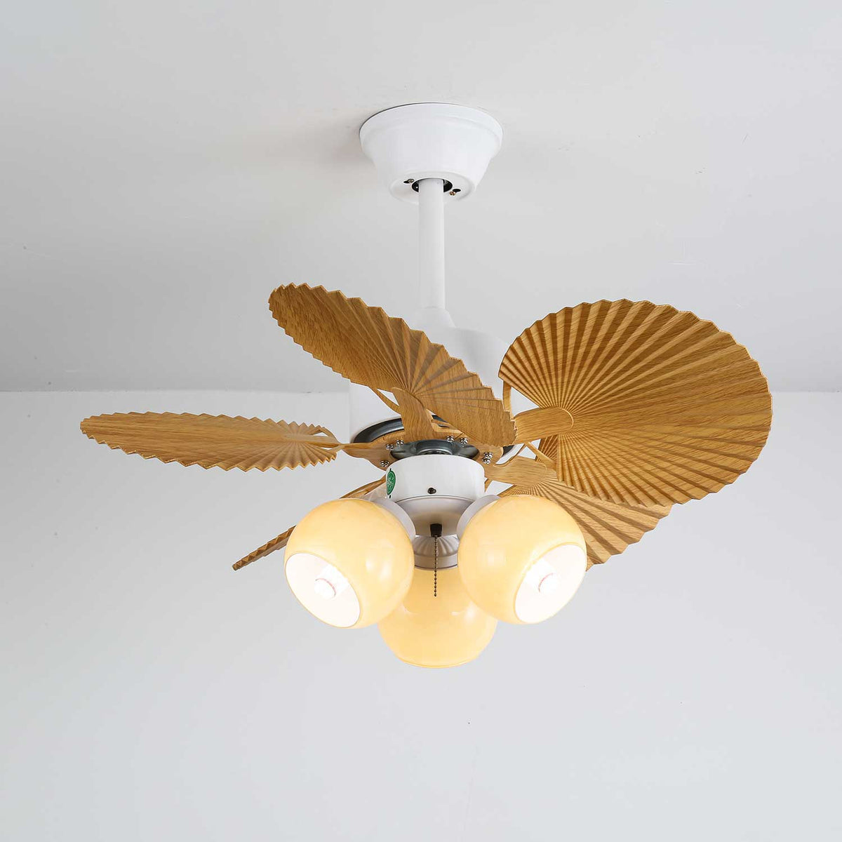 Elvoelle Vintage Houten glas Plafondventilator met Verlichting