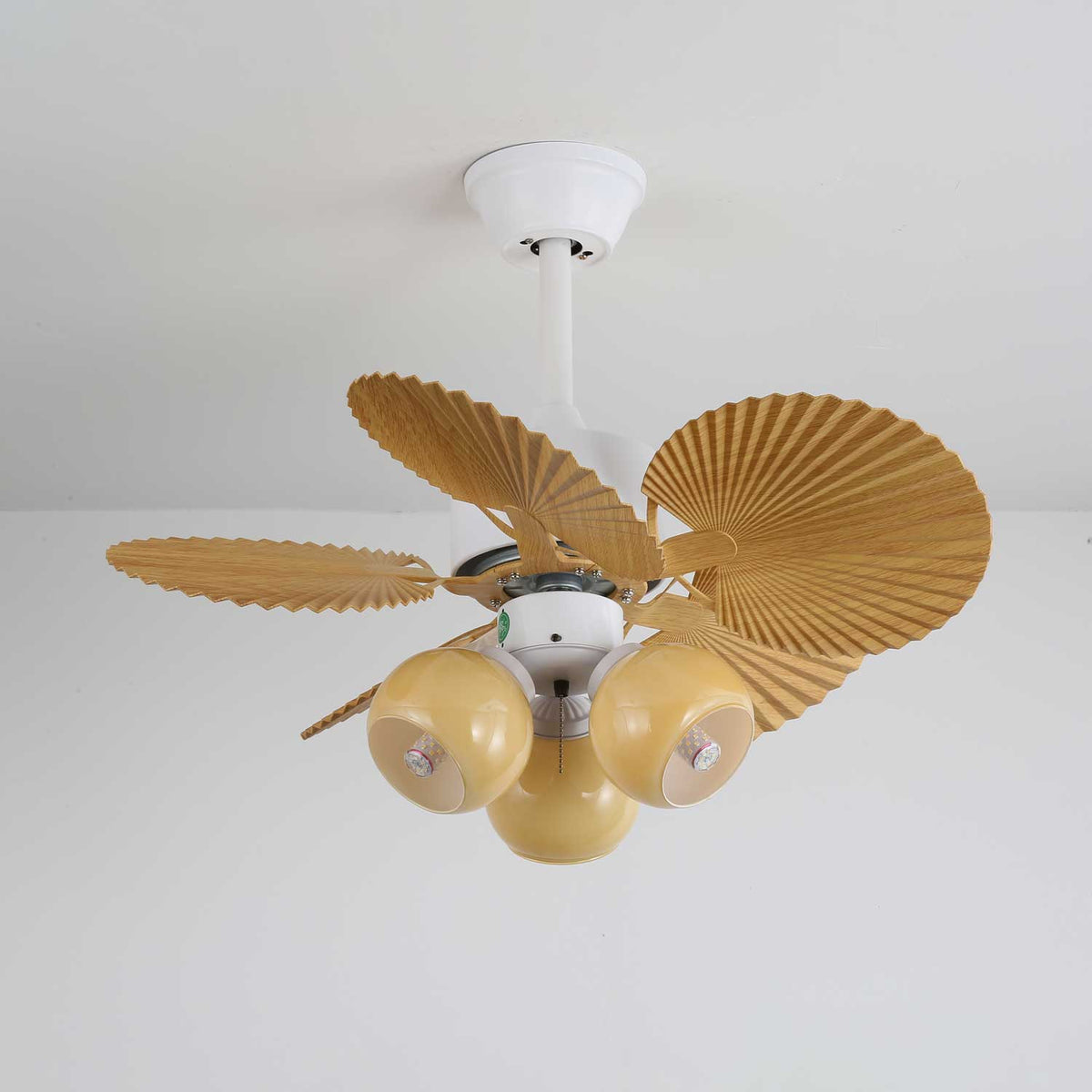 Elvoelle Vintage Houten glas Plafondventilator met Verlichting