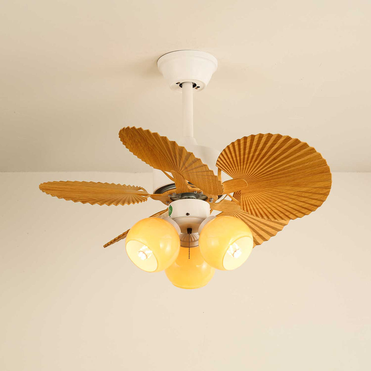 Elvoelle Vintage Houten glas Plafondventilator met Verlichting