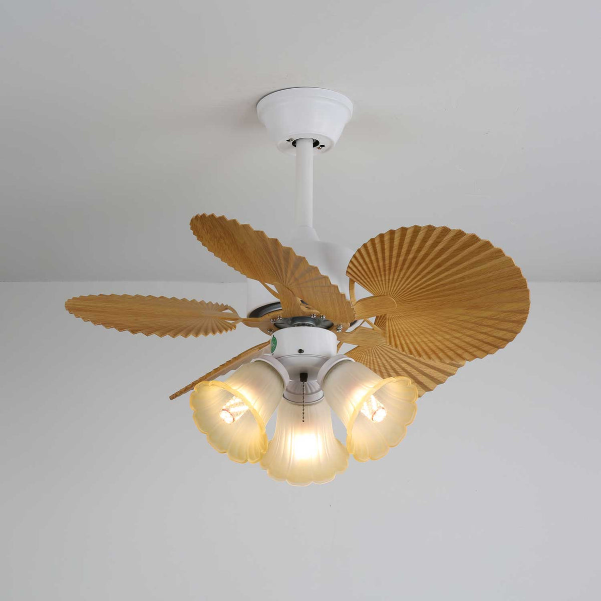 Elvoelle Vintage Houten glas Plafondventilator met Verlichting
