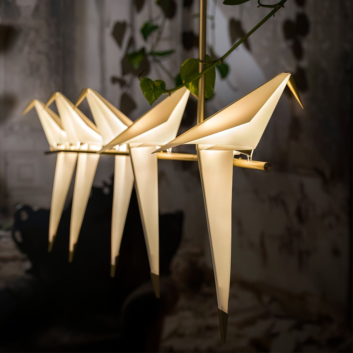 Lunuian kroonluchter Paper Crane Bird sculpturale LED