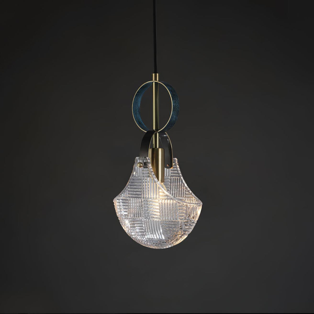 Eirerine hanglamp glas messing teal