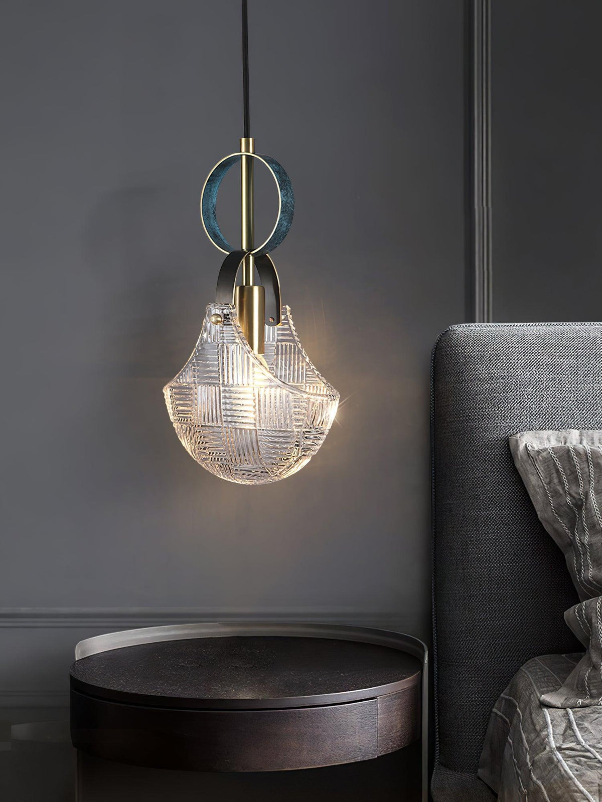 Eirerine hanglamp glas messing teal